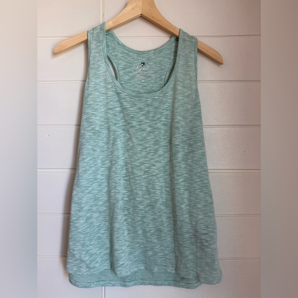 REI Kuhl Signature Light Green Racerback Pleated Tank Top
